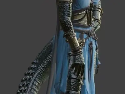 MG-Crocodile Girl01 Mid-Poly  Model 3D print model