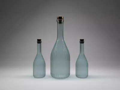 Bottle three bottles Free low-poly 3D model