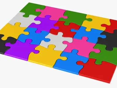 Colorful Puzzle Pieces Low-poly 3D model