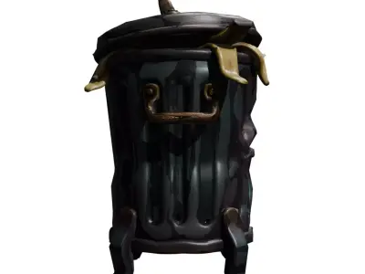 Unique Trash Bin  Low-poly 3D model