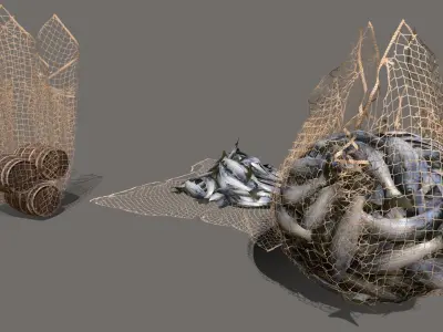 Fishing net Low-poly 3D model