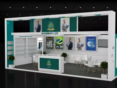 8mtr x5mtr expo stall 1side open Exhibition Stand Free low-poly 3D model