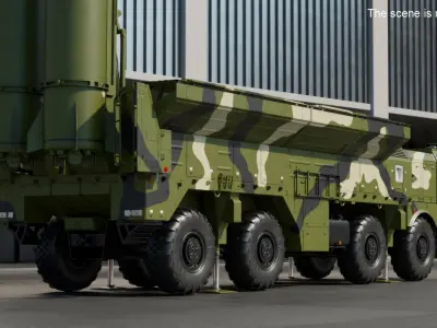 Iskander SS-26 Stone in Camouflage Colored Rigged for Maya 3D model purchase