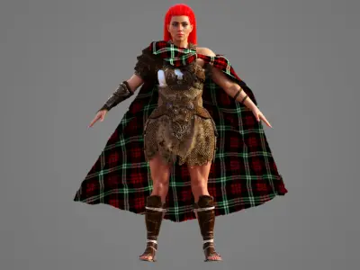 Gallowglass - Scottish Highlander Warrior Female 3D model