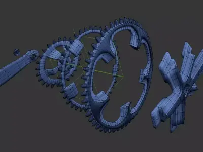 Mountain Bike Crank Set 3D model
