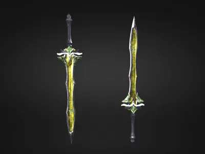 Low Poly Fantasy Sword in Asian style Low-poly 3D model