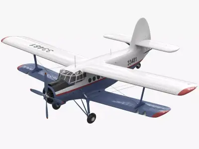 Antonov AN-2 propeller plane flying in sky 3D model