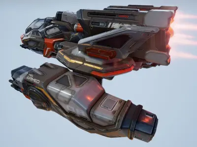 Corvette Spaceship - game model Low-poly 3D model