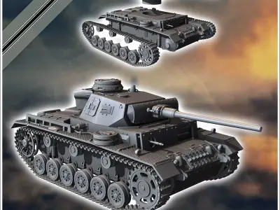 Panzer III Ausf L - miniatures tabletop scenery 3D print model