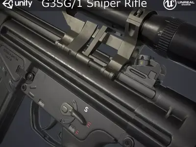 G3SG1 Sniper Rifle Low-poly 3D model