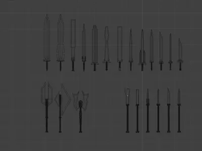 Low-Poly Melee Weapons Pack Low-poly 3D model