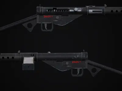 Sten Submachine Gun - Low Poly Game Ready Low-poly 3D model