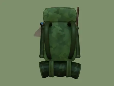 Forest Camouflage Backpack - Character Military Low-poly 3D model