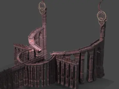 Art deco illusionist grand stairs 3D model