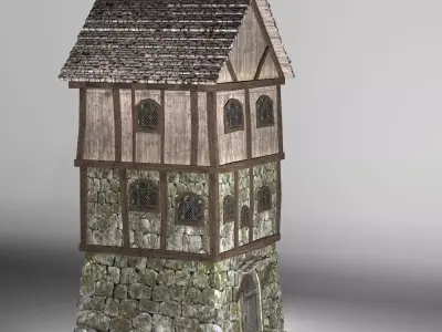 Medieval high house Free low-poly 3D model