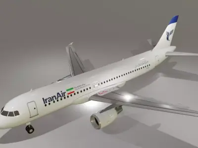 Iran air airbus a320-214 low poly 3D Model  Low-poly 3D model