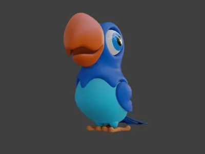 Cartoon Parrot Not Rigged 3D model