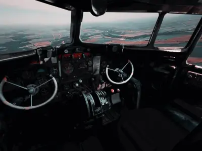 DC3 C-47 World War 2 Airplane Cockpit  Low-poly 3D model