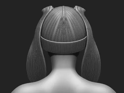 Rabbit Beanie Hat Cap - COMMERCIAL USE - WOLVES STUDIO Low-poly 3D model