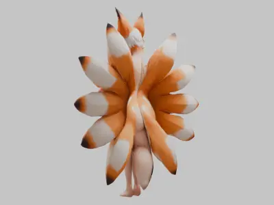 Sexy Busty Kitsune Low-poly 3D model