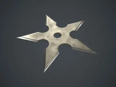 Shuriken PBR Game Ready metal star Low-poly 3D model