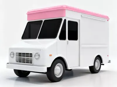 Sugar-Rush Mobile Food Truck Low Poly 3D Model Low-poly 3D model
