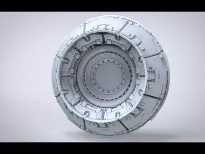 Sci-fi spaceship fighter jet engine flame nozzle 3D model