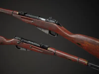 PBR Soviet Mosin Nagant M38 Low-poly 3D model