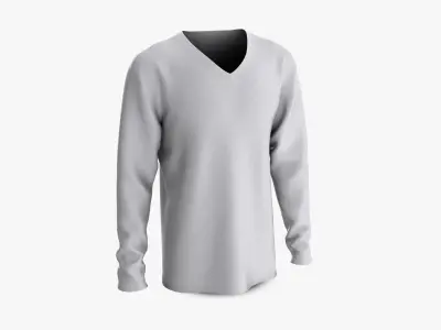 Male and Female T-Shirt Dropped Shoulder Deep V Collar Long Sleeve Collection 3D model