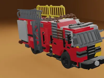 lego firetruck Low-poly 3D model