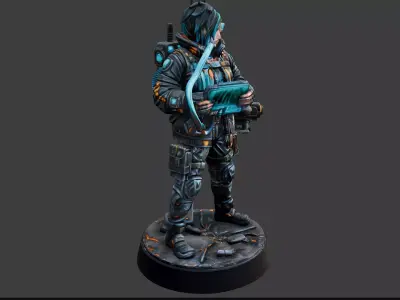 Cyberpunk Hacker STL - 3D Print Miniature 3D print model