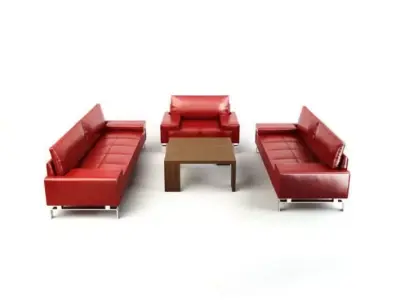 Leather Sofa Set And Table 3D model