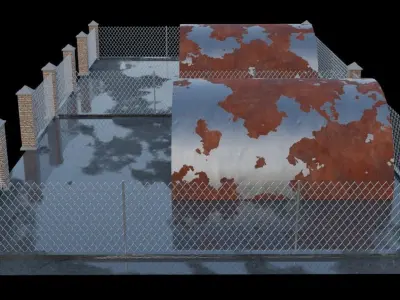 hangars metal structure with two roofs 3D model