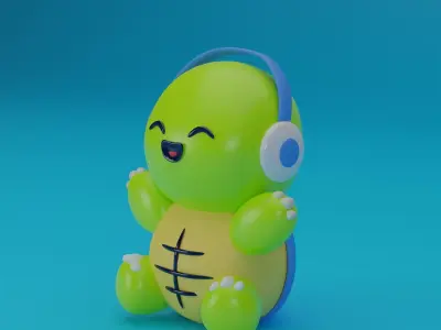 Cute Turtle cartoon 3D blender Low-poly 3D model