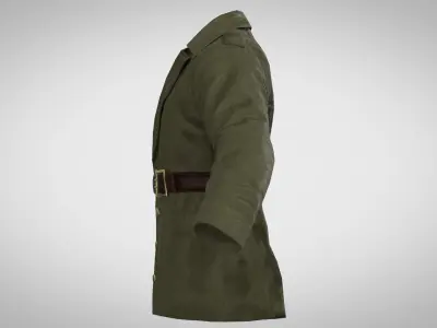 jacket military trench coat Low-poly 3D model