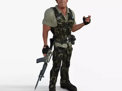 Commando Soldier Character Rigged 3D model