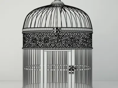 White Metal Bird Cage by ZARA HOME 3D model