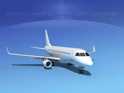 Embraer E-170 LP SS Low-poly 3D model