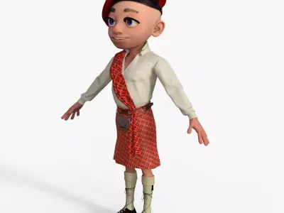 Cartoon Scottish Man Rigged 3D model