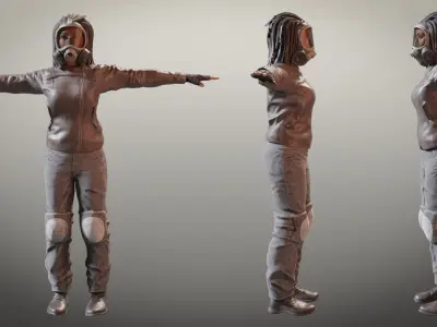 Female Characters Game-Ready pack Low-poly 3D model