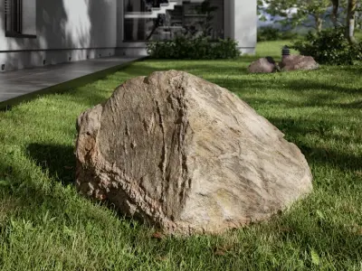  Mottled Multi-Textured Triangular Large Rock Boulder Model 