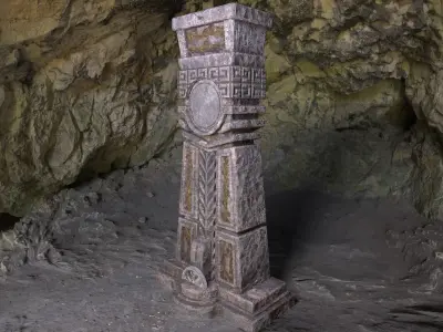Ancient Mayan Pillar Low-poly 3D model