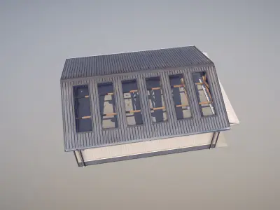 Airfield Hangar 12m Vr2 DARK Low-poly 3D model