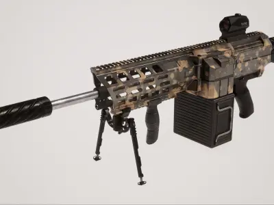 Machine Gun 1 Used Low-poly 3D model