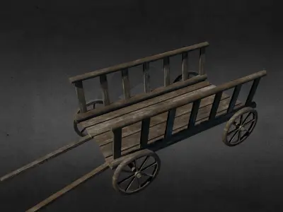 Medieval wagon Low-poly 3D model
