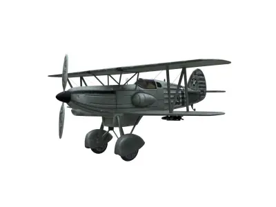 Biplane Avia B-534 with interiors Low-poly 3D model