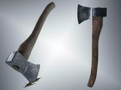 Wooden Handle Axe Low-poly 3D model