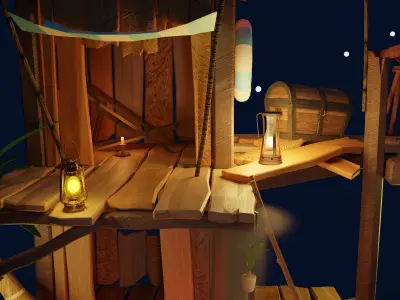 sea shack night 3D model