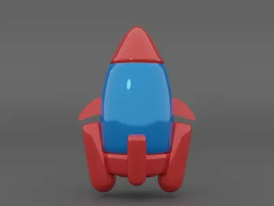 blue rocket Low-poly 3D model