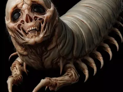 Grotesque Skull-Millipede Hybrid Monster with Claws 3D Render Low-poly 3D model